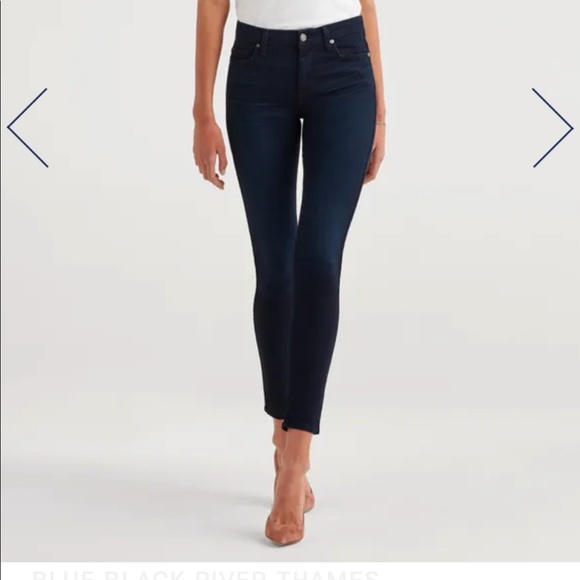 7 for all mankind b(air) denim high waist skinny jean in blue black river thames - Picture 1 of 7